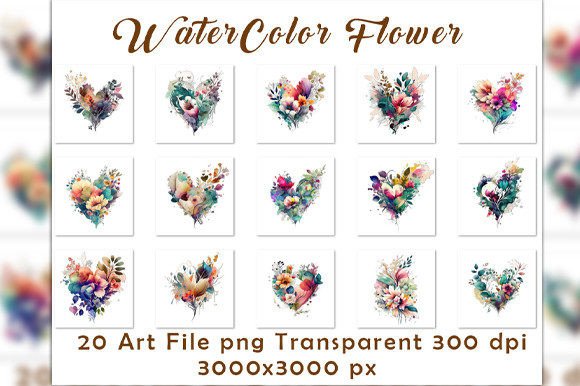 WaterColor Flower Bundle Vol.4