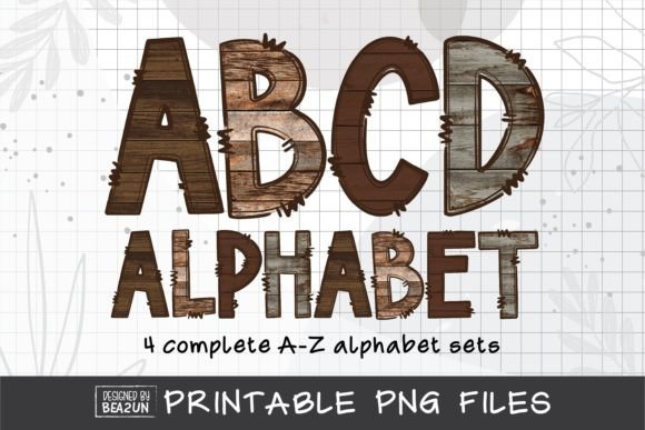 Dark Rustic Wood Texture Doodle Letters
