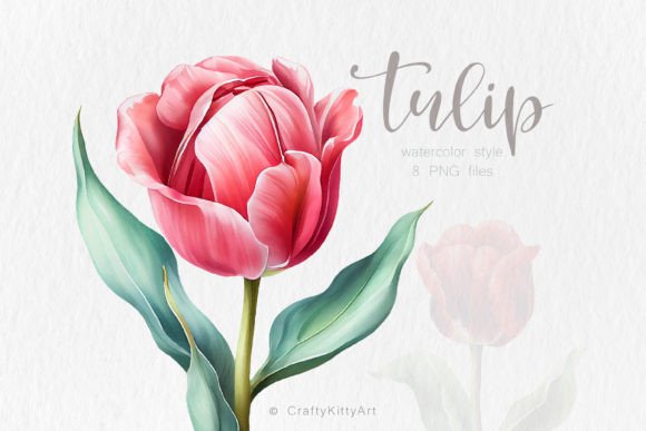 Tulip Clipart, Watercolor Flower Bundle