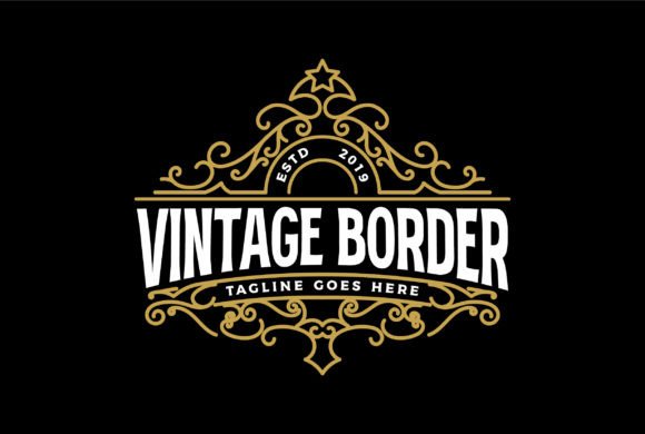 Vintage Border Frame Royal Crown Crest