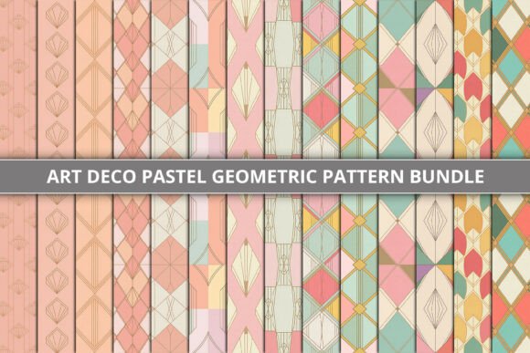 Art Deco Pastel Geometric Pattern Bundle