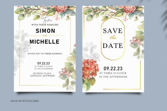 Modern Floral Wedding Invite PSD